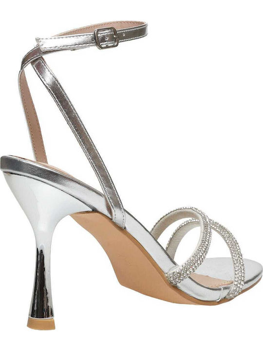 Damen Sandalen mit Strass Silber