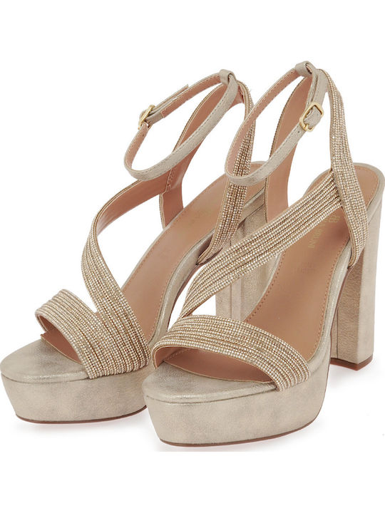 Sandals with Strass Gold