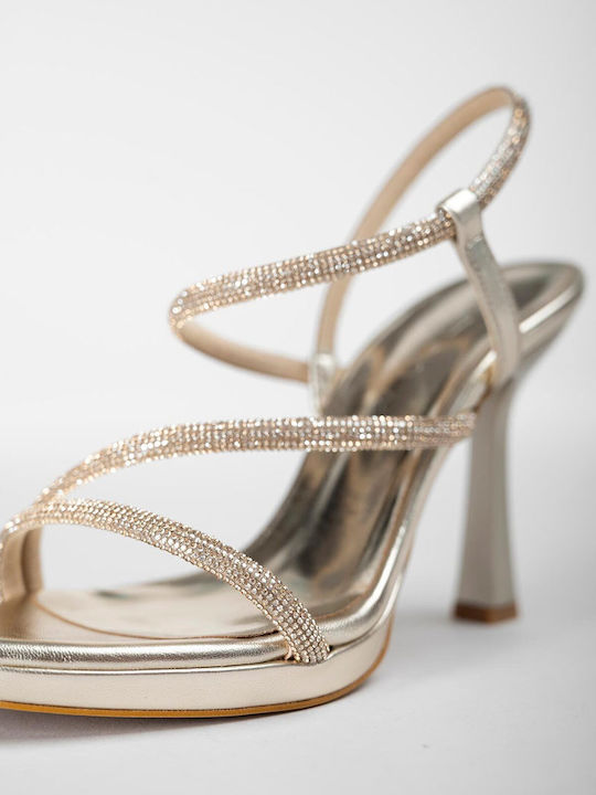 Damen Sandalen mit Strass Gold
