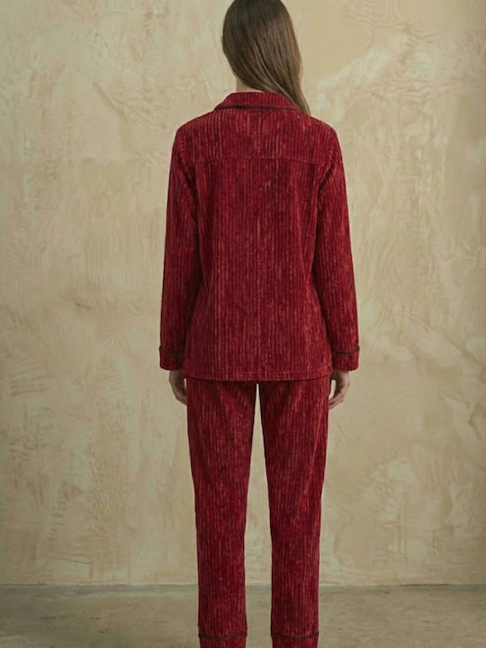 Zizo Winter Damen Pyjama-Set Rot