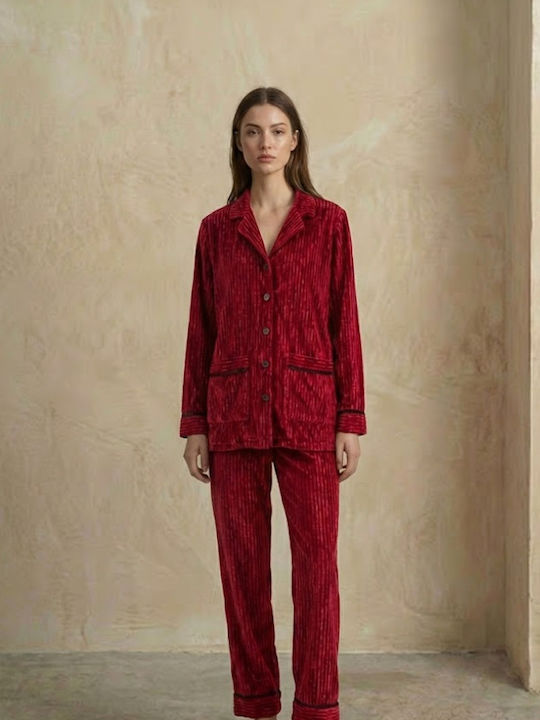 Zizo Winter Damen Pyjama-Set Rot