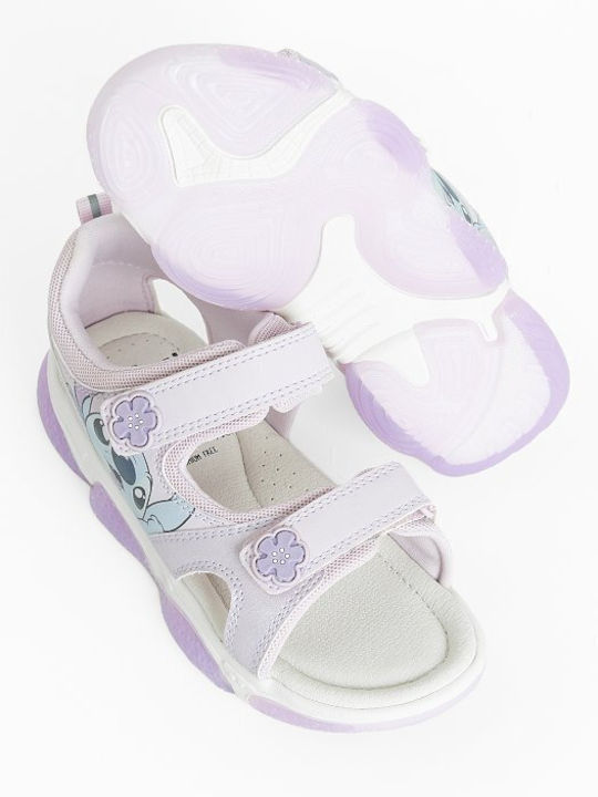 Kids' Sandals Lilo & Stitch with Hoop & Loop Closure and Lights Purple