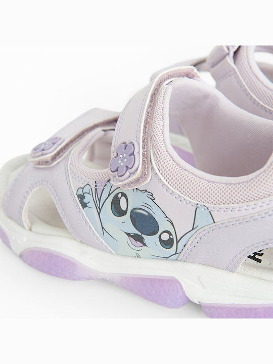 Kids' Sandals Lilo & Stitch with Hoop & Loop Closure and Lights Purple
