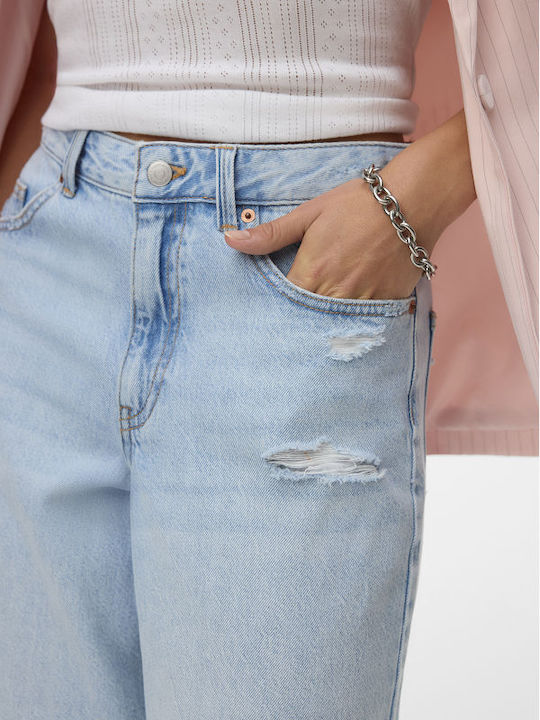 Bermudă Denim Albastru Deschis Pentru Femei