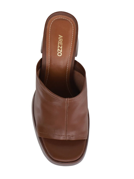 Mules With Chunky High Heel In Brown Colour
