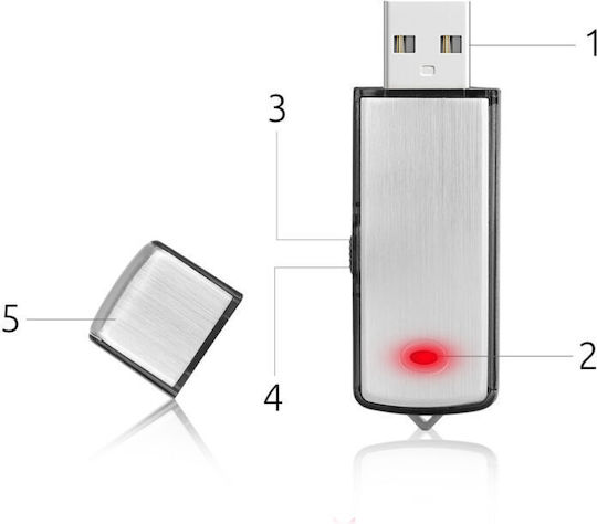 Dispozitiv Spionaj Argintiu Capacitate 8GB
