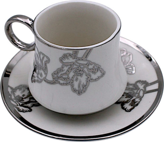 Set Of Brown Coffee Cups Made Of Brown Porcelain 6 Pieces