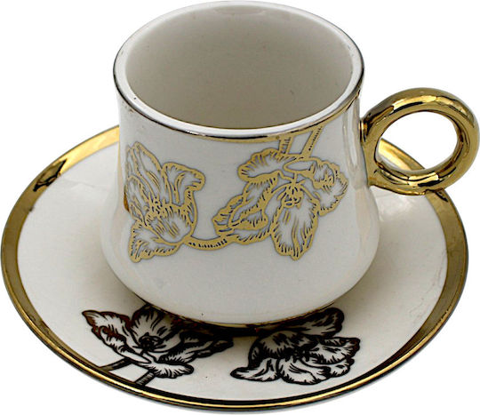 Kaffeetassen Set aus Porzellan Braun 6 Stück