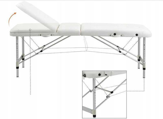Folding Portable Foldable White Physiotherapy Bed Made of Aluminum 215x60cm