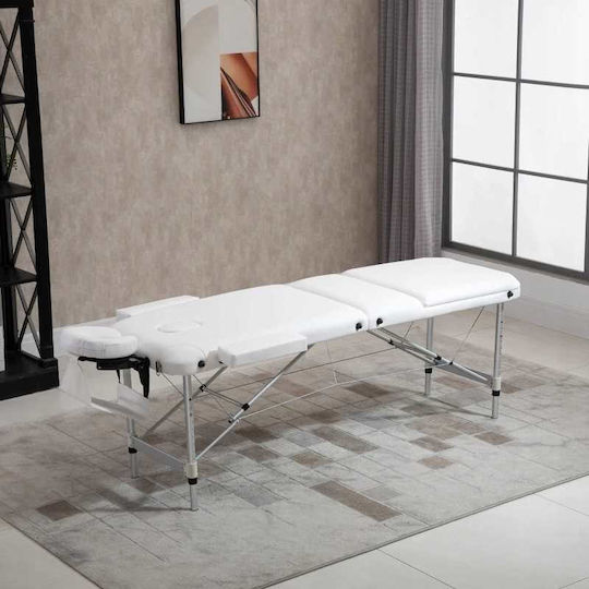 Folding Portable Foldable White Physiotherapy Bed Made of Aluminum 215x60cm