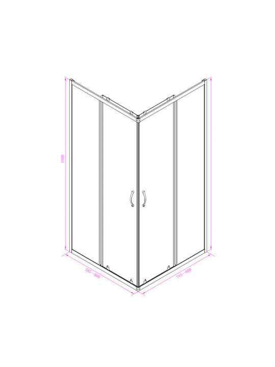 Inter Ceramic Cabinet Duș Cu Ușă Glisantă 80x80x180cm