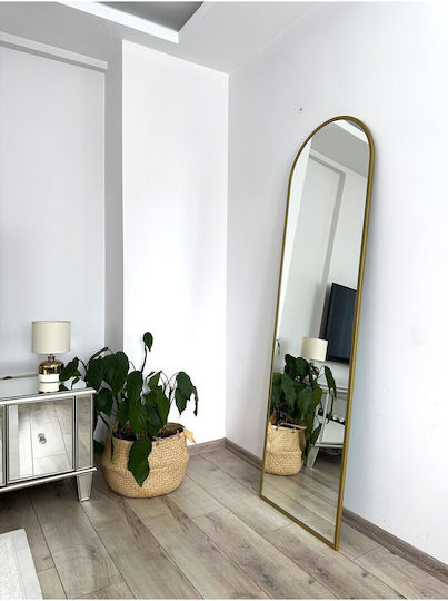 SteweHome Gewölbter Boden- oder Standspiegel mit Goldmetallischem Rahmen 180x60cm