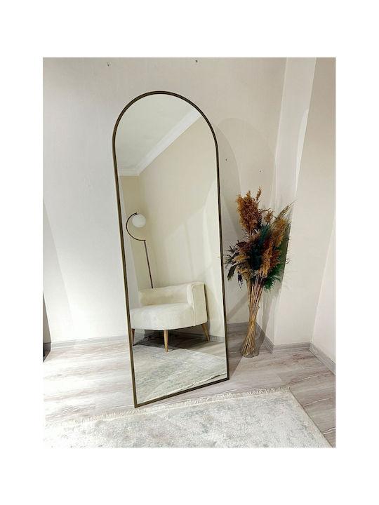 SteweHome Oglindă Arcuită cu Ramă Metalică Aurie 180x65cm