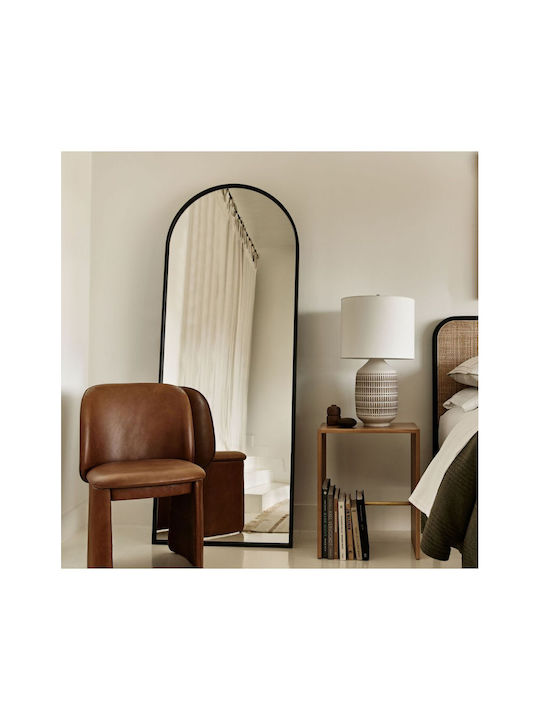 SteweHome Oglindă Arcuită cu Cadru Metalic Negru 180x60cm