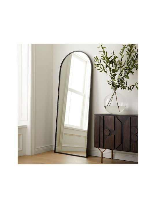 SteweHome Oglindă Arcuită cu Cadru Metalic Negru 180x60cm