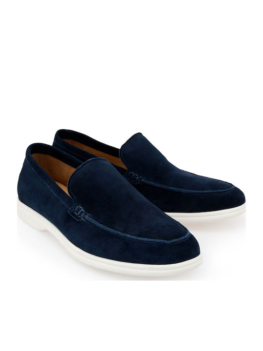 Leather Men's Loafers in Blue Colour
