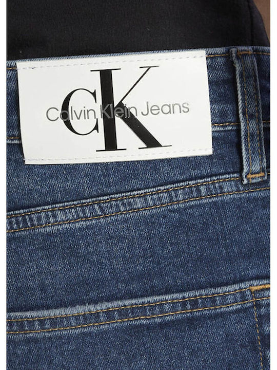 Men's Cropped Jeans Pants with Relaxed Fit Blue