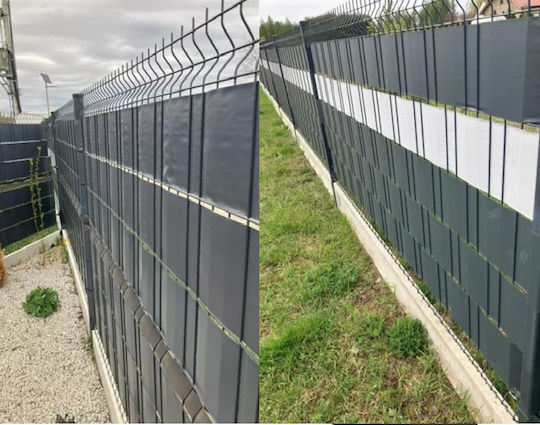 Bandă Pentru Gard Măsurând 19 Cm X 35 M 20 Cleme Densitate 450/m2 Ideală Pentru Acoperirea Gardurilor Balcoanelor Teraselor Balustradelor Zonelor De Colectare A Deșeurilor Rezistentă La UV Gri Închis