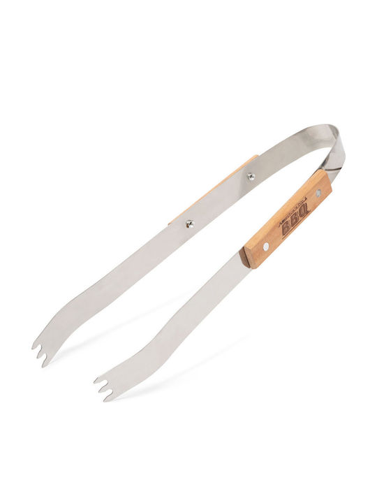 Set Unelte Grătar 3 Piese Mânere din Lemn Capete din Oțel Inoxidabil Carne Legume
