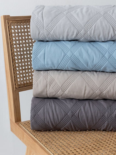 Palamaiki Ifigenia Σετ Κουβερλί Ημίδιπλο Microfiber Silver 180x240cm 2τμχ