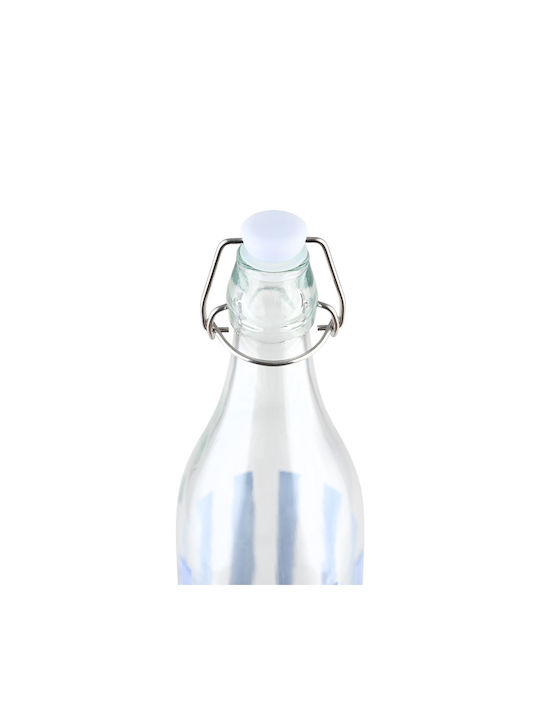 Estia Ligne Glass Water Bottle with Screw Lid Blue 1000ml