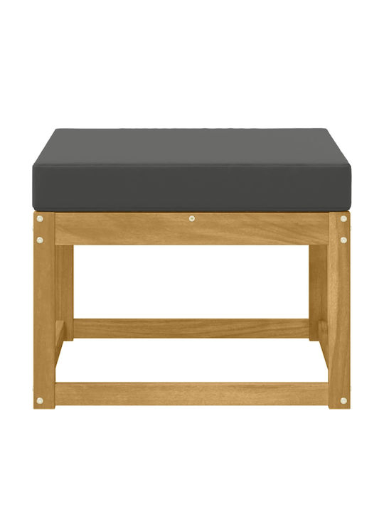 Wooden Cube Garden Stool for Outdoor Use Solid with Beige Cushion 59x59x37cm