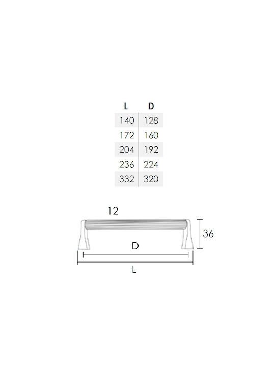 Conset Furniture Handle from Metallic and Zamak Material Matte Silver with Hole Centers 236mm C1539-224S26S26