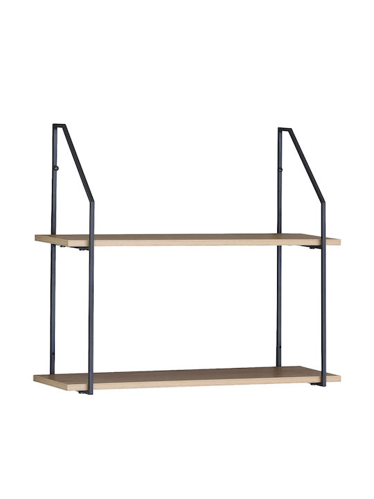 Ράφι Τοίχου Olvan Δρυς/μαύρο 65x20x52εκ.