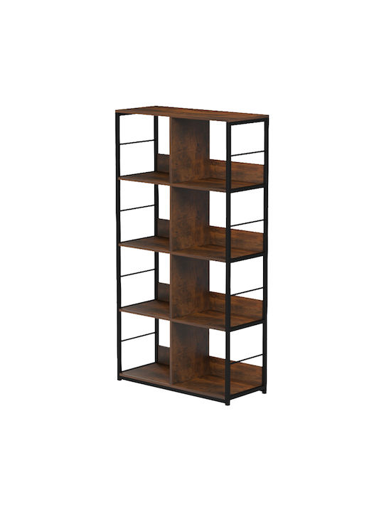 Bücherregal Bocklet Rustikal Braun-Schwarz 80x33x149cm