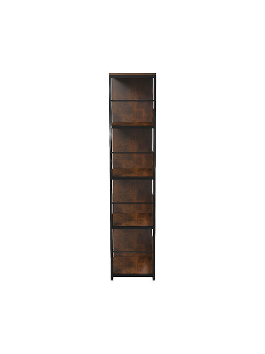 Bücherregal Bocklet Rustikal Braun-Schwarz 80x33x149cm