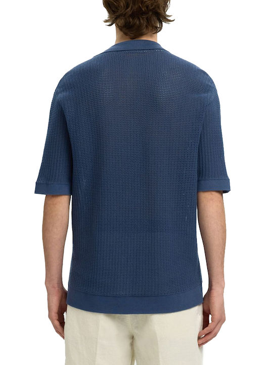 Selected Men's Knitted Cardigan with Buttons Blue