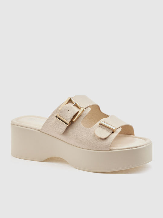 Summer Women's Platform Slippers Style Beige