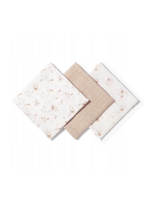 Babyono Swaddle Blankets Beige 70x70cm 3pcs