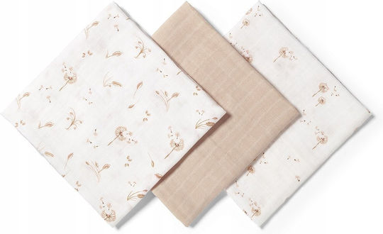 Babyono Muslin Swaddle Blankets Beige 70x70cm 3pcs