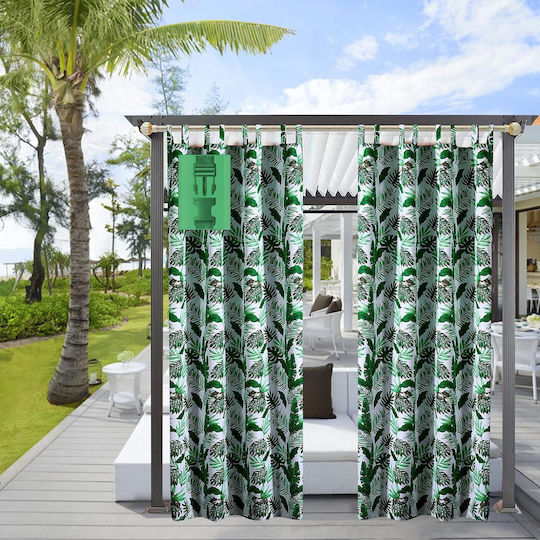 Waterproof Garden Curtain Tropical Green Leaves 132x275cm