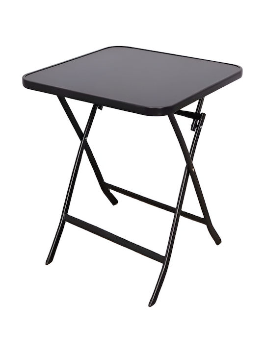 Masă Metalică Pliabilă Neagră Pentru Spații Mici Exterioare 60x60cm