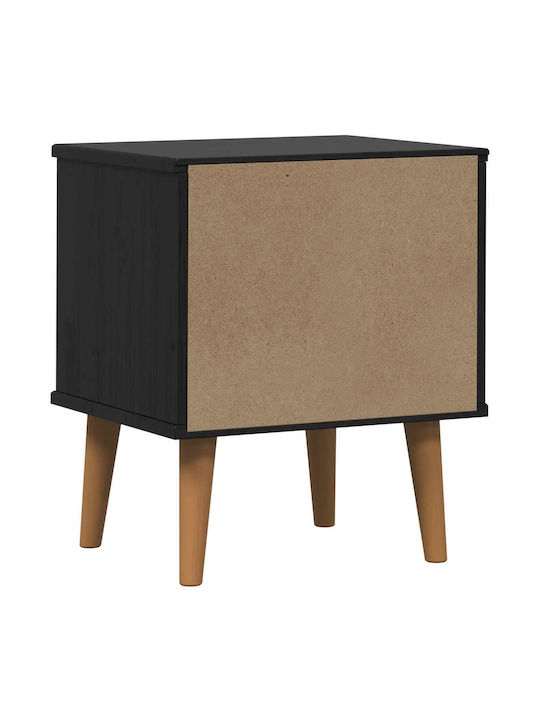 Nachttisch aus Massivholz Schwarz 40x35x48cm