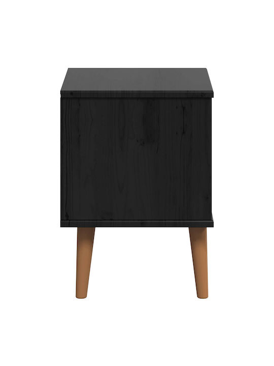 Nachttisch aus Massivholz Schwarz 40x35x48cm