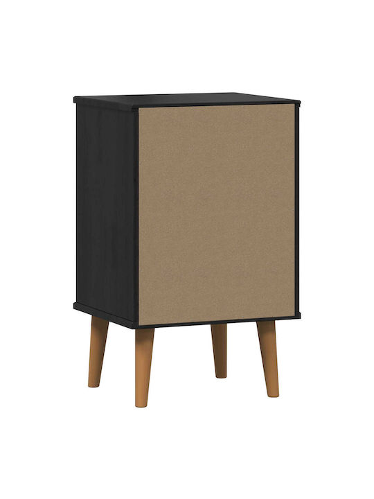 Bedside Table Made of Solid Black Wood 40x35x65cm