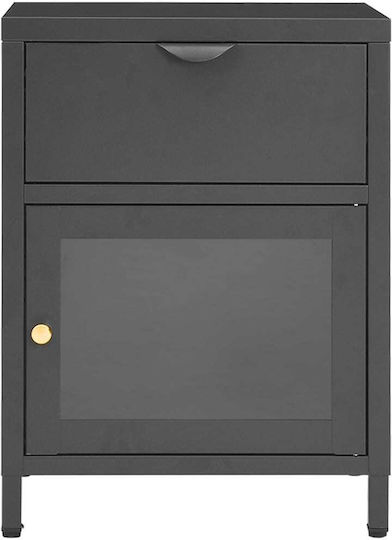 Metal Bedside Tables With Gray Glass Surface 2 Pieces 40x30x54.5cm