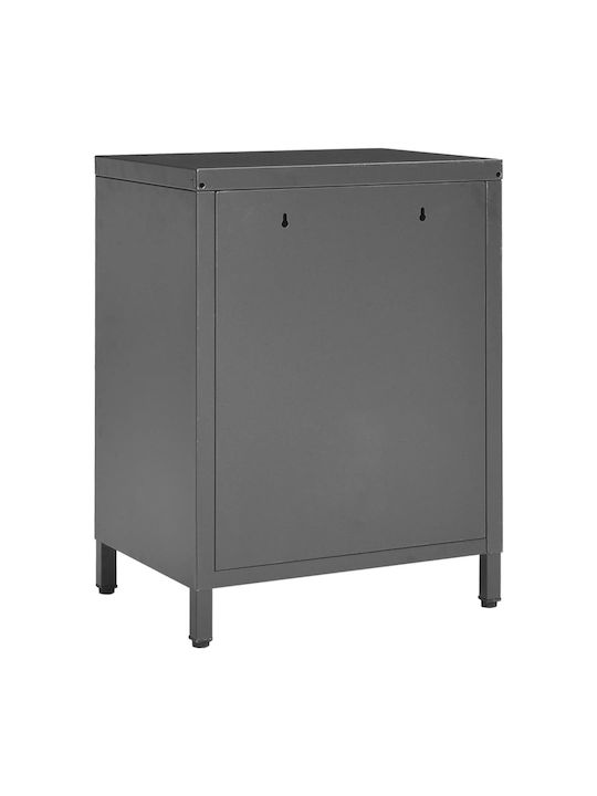 Metal Bedside Tables With Gray Glass Surface 2 Pieces 40x30x54.5cm