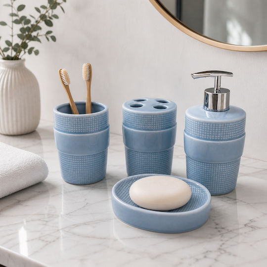 Ceramic Light Blue Bathroom Accessory Set 4 Pieces
