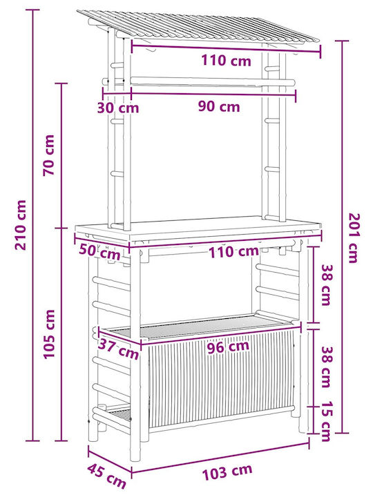 Plastic Outdoor Bar Table Natural 110x50cm
