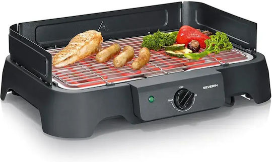 Severin Tabletop Electric Grill Grate 2000W Inox With Adjustable Thermostat 36.3x36.3cm