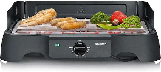 Severin Tabletop Electric Grill Grate 2000W Inox With Adjustable Thermostat 36.3x36.3cm