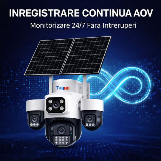 Taggo TAGGO-PRO-Q50 Cameră de Supraveghere IP Quad 4G Impermeabilă cu Baterie și Comunicare Bidirecțională