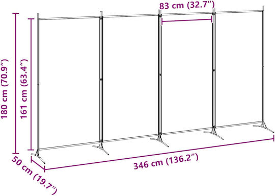 vidaXL Raumteiler Stoff 346x180cm