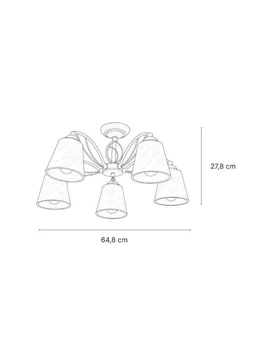 Inlight Πολυέλαιος 5xE27 με Κρύσταλλα Λευκός 6118-5