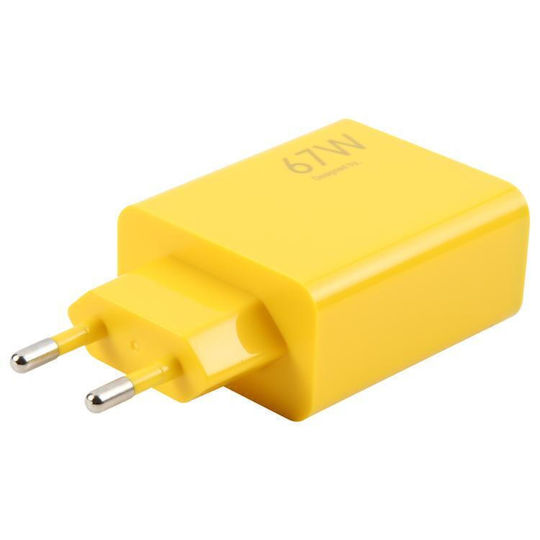 Handyladegerät mit USB-A Ausgangsanschlüsse und Kabel USB-C 67W Gelb (EDA007579901A)