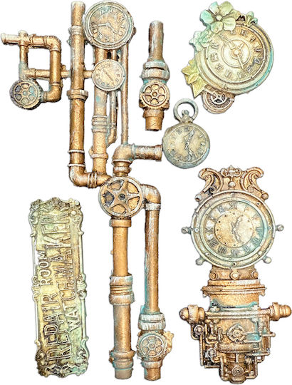 Καλούπι Σιλικόνης A5 15×21cm Stamperia Gardens Time Ρολόι Σωλήνες